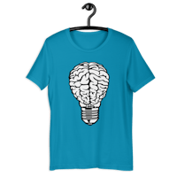 a blue t - shirt with a light bulb on it