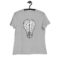 a women's t - shirt with an image of a light bulb