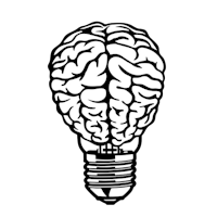 a light bulb with a brain inside of it